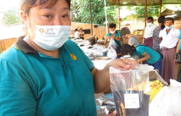 A woman participating to a training about seeds in Myanmar's Dry Zone.